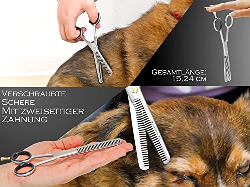 Tijeras de pelo para perros y perros, tijeras para entresacar pelos, 30 dientes, doble cara, 15,24 cm
