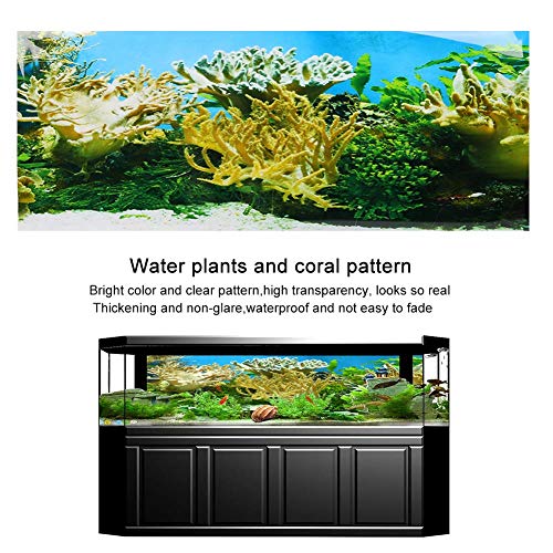 Tnfeeon Fondo de Acuario Coralino de Plantas de Agua, Adhesivo de PVC Adhesivo de Doble Cara decoración de Tanque de Peces(91x50cm)