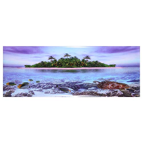 Tnfeeon Fondo del Acuario de la Playa del árbol de Coco, Etiqueta engomada del Cartel de Doble Cara del Efecto 3D Decoración de la pecera(122x46cm)