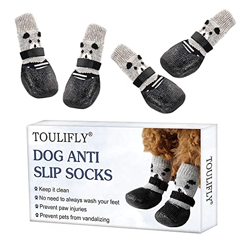 Toulifly Calcetines para Perros,Botas para Perros,Calcetines para Perros,Dog Socks,Calcetines Antideslizantes para Mascotas,para Control de Tracción,Ajuste para Perros Pequeños (M)