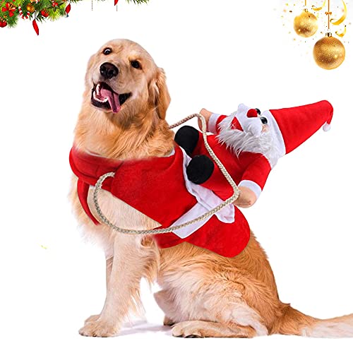 Traje de Perro Santa, Disfraz De Navidad para Mascotas, Traje de Perro Santa, Ropa para Perros Cosplay Ajustables Disfraz Gato Adecuado para Navidad,Fiesta,Cumpleaños,etc (XL)