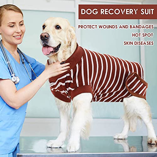 Traje de Recuperación para Perros Dog Recovery Suit, Traje de Protección para Heridas después de la Cirugía, Corsé de Recuperación Abdominal, Vendaje erfecto E-Collar Cone Alternative(Marrón, M)