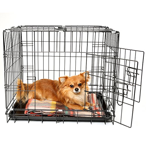 TRESKO Transportín para Perros con 2 Puertas | Jaula de Transporte Metálica para Mascotas | Caja Plegable con Bandeja Extraíble (M - 62 x 45 x 52 cm)