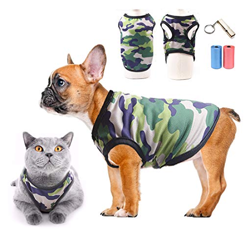 TVMALL Mascota Perro Camiseta perrito ropa para gatos camisas deportivas de camuflaje malla de verano Chaleco Transpirable abrigo de moda ropa de playa Adecuado para perros y gatos pequeños(Verde, XL)