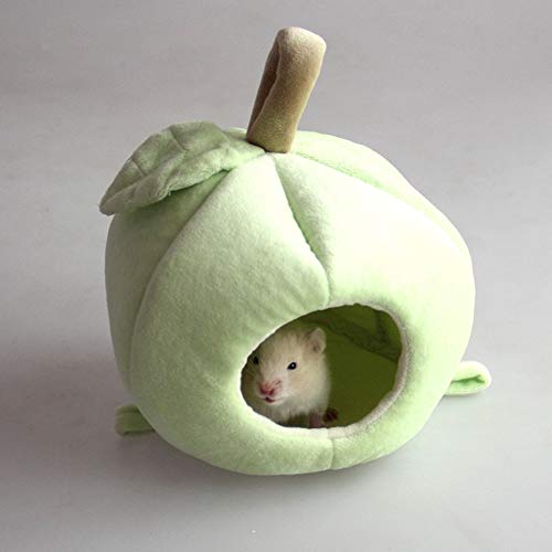 U-M 1 uds. adorable forma de manzana hámster dormir nido suave felpa escondite jaula caliente casa para hámster erizo Totoro conejo cerdo holandés verde calidad superior y creativo