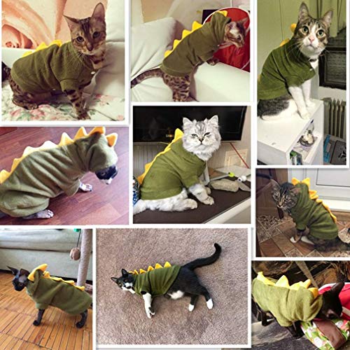 U-M Traje de felpa para mascotas traje de dinosaurio con capucha para perros pequeños y gatos primavera invierno mono abrigo verde Xs calidad confiable