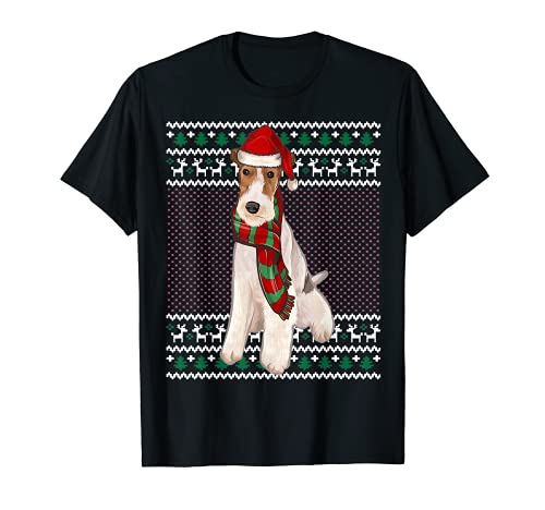 Ugly Christmas Fox Terrier De Pelo Duro Navidad Camiseta