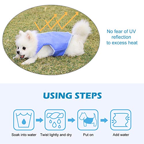 UKCOCO - Chaleco de refresco para mascotas, arnés de refresco para perros, chaleco de refresco para mascotas con cinta mágica para cachorros y perros, talla M (azul)