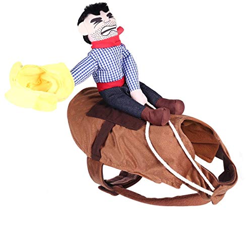Ulalaza Cowboy Rider Disfraz de Perro Ropa Divertida para Mascotas Diseño de Novedad Ropa de Gatito para Perros Suministros para Mascotas