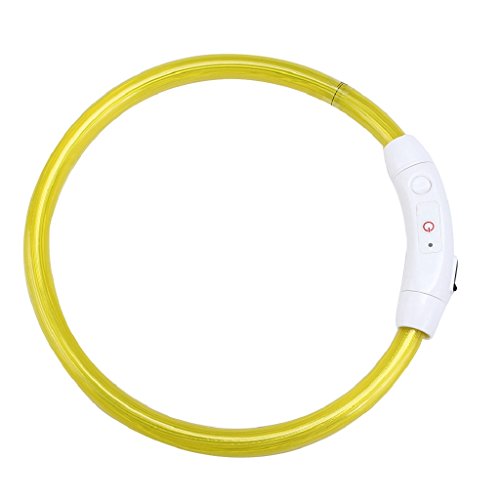 Ularma Collar de perro, USB recargable impermeable LED parpadea luz Collar del animal doméstico (amarillo)