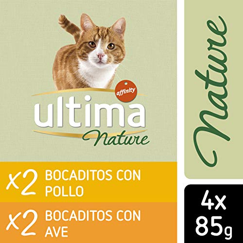 Ultima Nature Comida Húmeda para Gatos con Pollo y Aves del Corral, 13 Multipacks de 4 x 85 g, Total: 4.4 kg