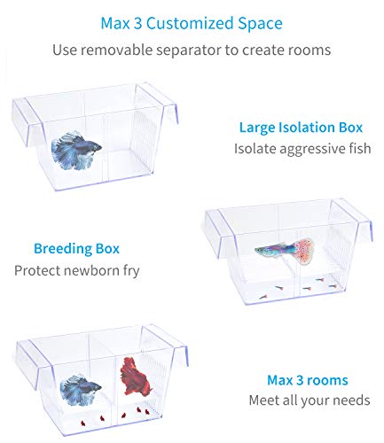 Uniclife Caja de cría de peces Tanque Incubadora Incubadora Caja de aislamiento de acuario para bebé Camarón Guppy - Mediano