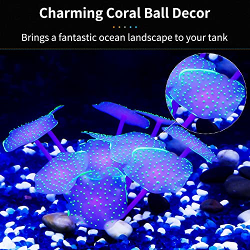 Uniclife Decoraciones de Plantas de Coral de Silicona Adorno Artificial Brillante para Acuario de Pecera, Verde, Forma de Bola