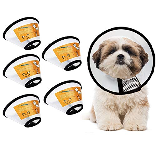 Vandove Conos de Recuperación para Mascotas, 5 Piezas Collar para Mascotas Collarines para Curar Heridas, Anti-Mordida Collar Práctico de Segurida, para Gatos Cachorro Conejo (S)