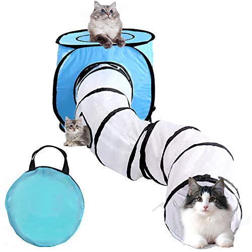 Vanplay Tunel para Gatos Túnel Plegable y Juguetes para Gatos con Bolsa de Almacenamiento para Cachorro de Conejo Gatito