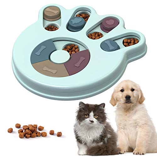 VavoPaw Juguete de Rompecabezas para Mascotas, Alimentador Lento Divertido Comida Digestión Entrenamiento Intelectual Interactivo para Perros Gatos Chinchillas Conejos, Azul