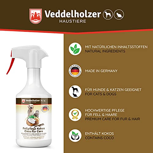 Veddelholzer 250ml spray desenredante perros coco para el cuidado del pelo de perros y gatos. Espray desenredante para perros, gatos, cachorros, pelaje, accesorios para gatos, perfumes para perros