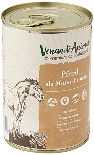 Venandi Animal - Pienso Premium para Gatos - Caballo como monoproteína - Completamente Libre de Cereales - 6 x 400 g