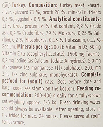 Venandi Animal - Pienso Premium para Gatos - Pavo como monoproteína - Completamente Libre de Cereales - 6 x 200 g