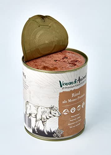 Venandi Animal - Pienso Premium para Gatos - Ternera como monoproteína - Completamente Libre de Cereales - 6 x 800 g