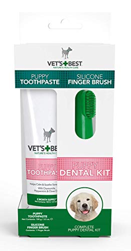 Vet's Best Pasta de dientes para cachorros, limpieza de dientes y gel de cuidado dental de aliento fresco, dentición 100g
