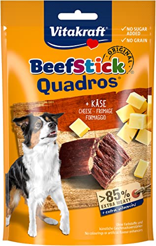 Vitakraft - Beef Stick Quadros, Snack para Perros de Carne de Buey con Queso - 70 g