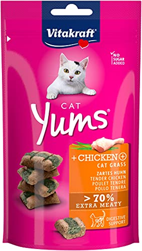 Vitakraft - Cat YUMS, Snack Jugoso para Gatos con Pollo y Hierba Gatera - 40 g