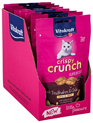Vitakraft - Crispy Crunch Superfood, Snacks para Gatos Crujientes con Pavo y Semillas de Chía - 60 g