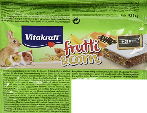 Vitakraft Frutti & Corn - Cortes de Fruta para roedores con Frutas, Cereales y almendras, 30 g