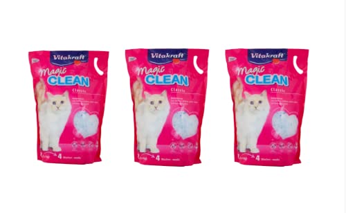 Vitakraft Magic Clean - Letiera de silicona para gatos de larga duración, más de lo normal, antiolor y antibacteriana, 5 L, 2,2 kg (3 x 5 L)