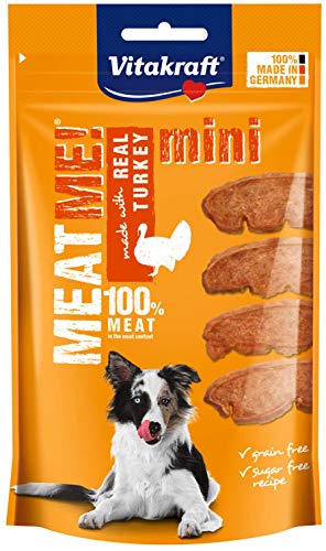 Vitakraft - Meat Me Mini, Snacks para Perros Pequeños de Carne de Pavo en Tiras - 60 g