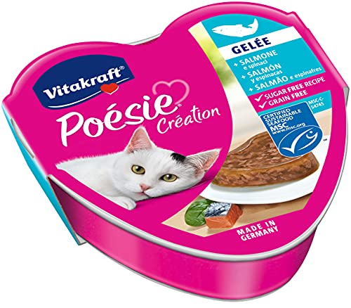 Vitakraft - Poésie Creation Gelée, alimento húmedo para Gatos en gelatina, Variedad Salmón y Espinacas - 85 g