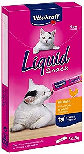 Vitakraft Snack Liquido para Gatos con Pollo y Taurina, 6 x 15 g