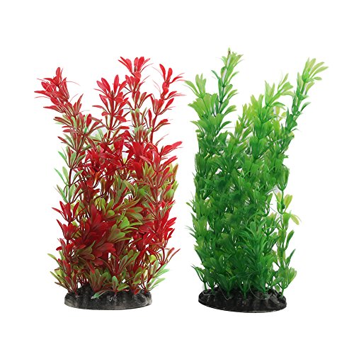 Vivifying Plantas artificiales para acuario, 2 unidades de 24,8 cm de alto, plantas de plástico para peceras