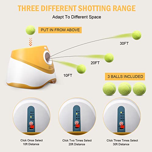 Vogvigo Lanzador automático de bolas, juguete interactivo para perros de juguete, sensor de movimiento, mango, con mini pelotas de tenis (naranja)