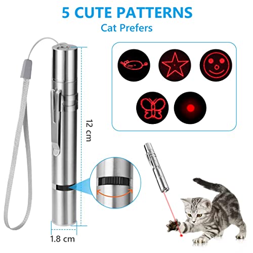 VSSHE Juguetes para Gatos Puntero LED, USB Recargable 7 en 1 Función LED Interactivos 5 Patrones Juguetes para Gato Perro Mini Linterna Herramienta de Entrenamiento para Gato Perro Hacer Ejercicio
