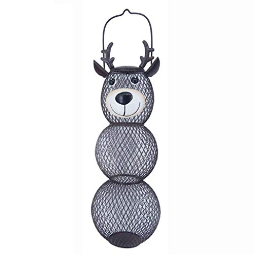 VVXXMO Alimentador de aves de alambre de acero,Alimentador colgante de balcón al aire libre,Adornos de forma de oso de muñeco de nieve de ciervo de hierro