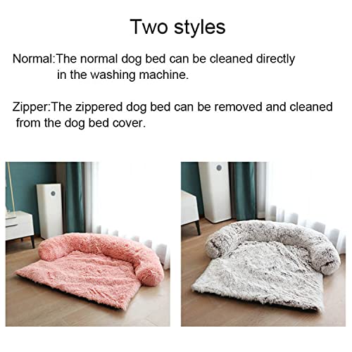 Waigg Kii Sofá cama de felpa suave para perro L/XL, colchón mullido y calmante para perro, cama redonda para perros grandes, medianos y pequeños, gato (XL, gris (cremallera))