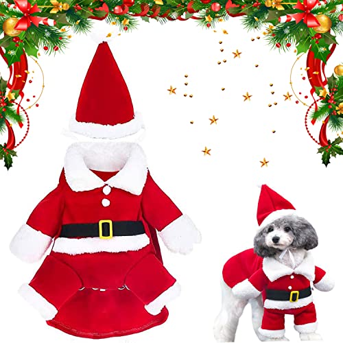 WELLXUNK® Disfraz de Papá Noel de Pet, Disfraz de Navidad para Mascotas, Disfraz de Navidad para Perros Lindo Santa Claus Ropa de Fiesta año Nuevo Divertido Disfraz para Fiestas de Mascotas (M)