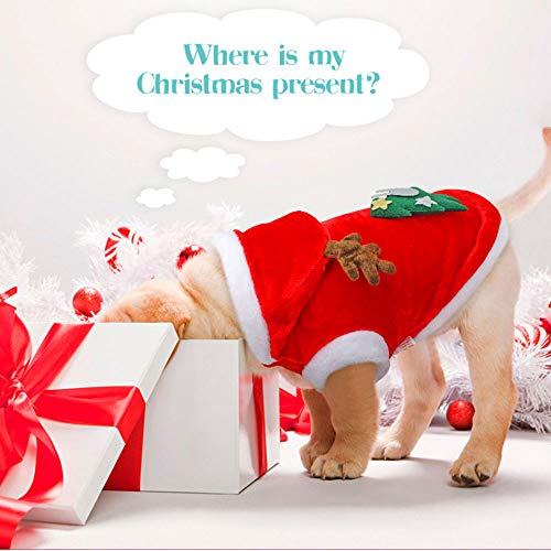 WELLXUNK® Perro Navidad Disfraz, Ropa navideña para Perro, Disfraz de Navidad para Cachorro, Disfraz de Mascota navideña, Ropa para Perros Sudadera con Capucha, Disfraces De Navidad (M)
