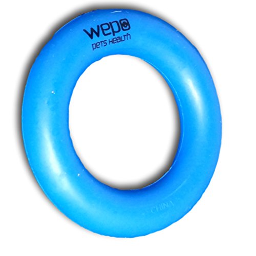 WEPO® Anillo de juguete para perros de caucho natural resistente, 9 cm de diámetro, para cachorros, anillo de goma dura estable, juguete para cachorros, color azul