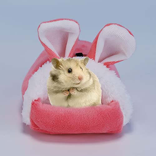 Wharick Cama de conejillo de indias, nido de hámster, cama de hurón, diseño de conejo, felpa mantener el calor jaula Hamster Hamster para mascotas pequeñas que juegan gris S