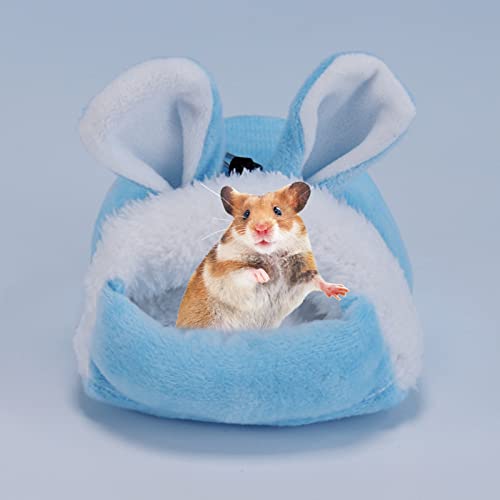 Wharick Cama de conejillo de indias, nido de hámster, cama de hurón, diseño de conejo, felpa mantener el calor jaula Hamster Hamster para mascotas pequeñas que juegan gris S