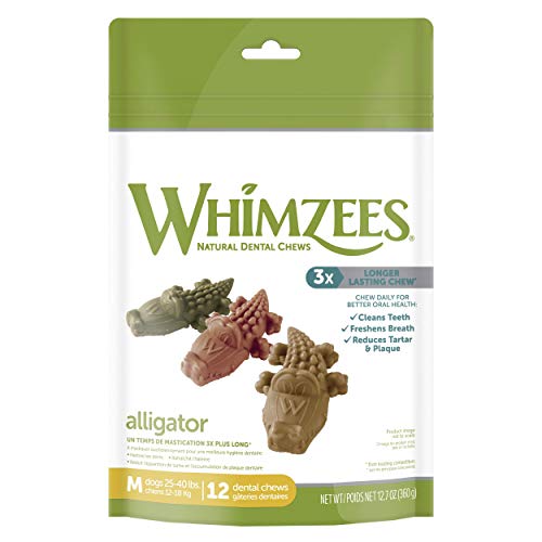 Whimzees Golosinas dentales Naturales para Perros de cocodrilo (25-40 Libras)