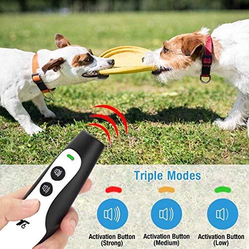 WholeFire Dispositivo antiladridos ultrasónico para perros, recargable por USB, portátil, control de barras, antiaparejos, con 3 modos para interior y exterior