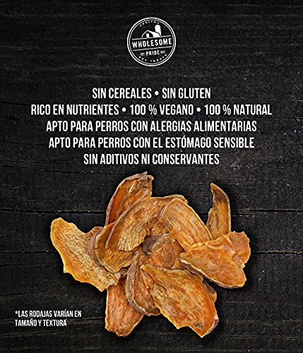 Wholesome Pride Sweet Potato Chews - Recompensas de boniato para perros - Naturales y saludables - Veganas, sin gluten y sin cereales - Producto de EE.UU. - 227 g