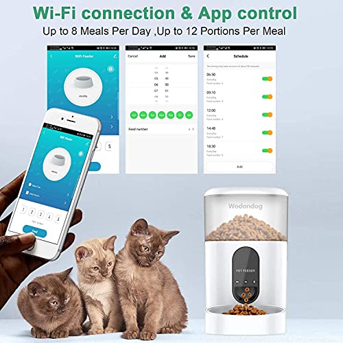 WiFi Comedero Automatico Gatos y Perros Pequeño, Mediano con Función de Grabación de Sonido con Temporizador y Control Remoto de la Aplicación