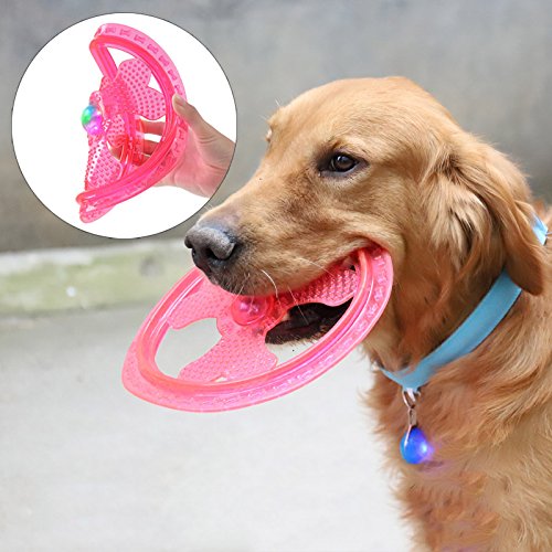 Wildlead Juguetes de perro para mascotas con luz LED brillante volando disco brillante intermitente juego de frisbee creativo juguete para cachorro