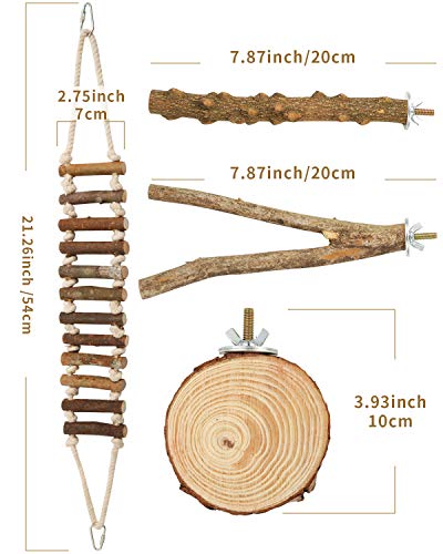 Woiworco - Juego de 4 soportes para perchas para pájaros, accesorios para jaulas de pájaros, soporte de madera para periquitos