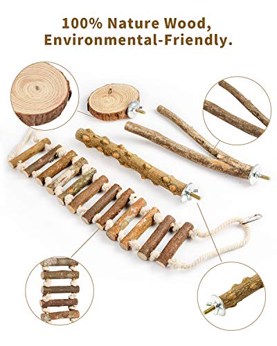 Woiworco - Juego de 4 soportes para perchas para pájaros, accesorios para jaulas de pájaros, soporte de madera para periquitos